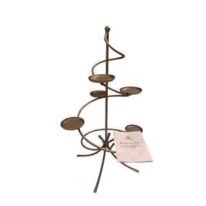 PartyLite Festive Centerpiece Tealight Candle Holder Holiday w/Box Silver 18"